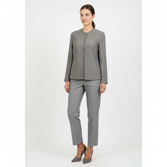 Eileen Fisher Silk Gray Hook Front Long Sleeve Jacket M - Picture 5 of 6